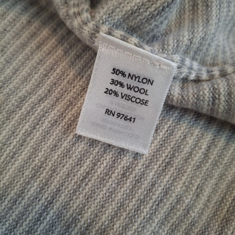 J. Jill Striped Wool Blend Cardigan Sweater Grey Yellow Trim Petite Medium NWT - Picture 7 of 9